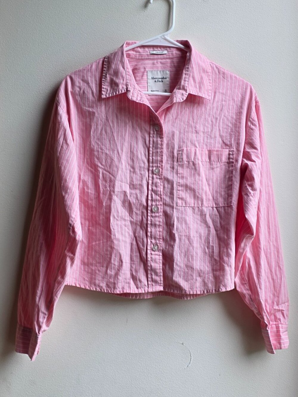 Abercrombie & Fitch Oversized Cropped Striped Button Down Shirt Size XS